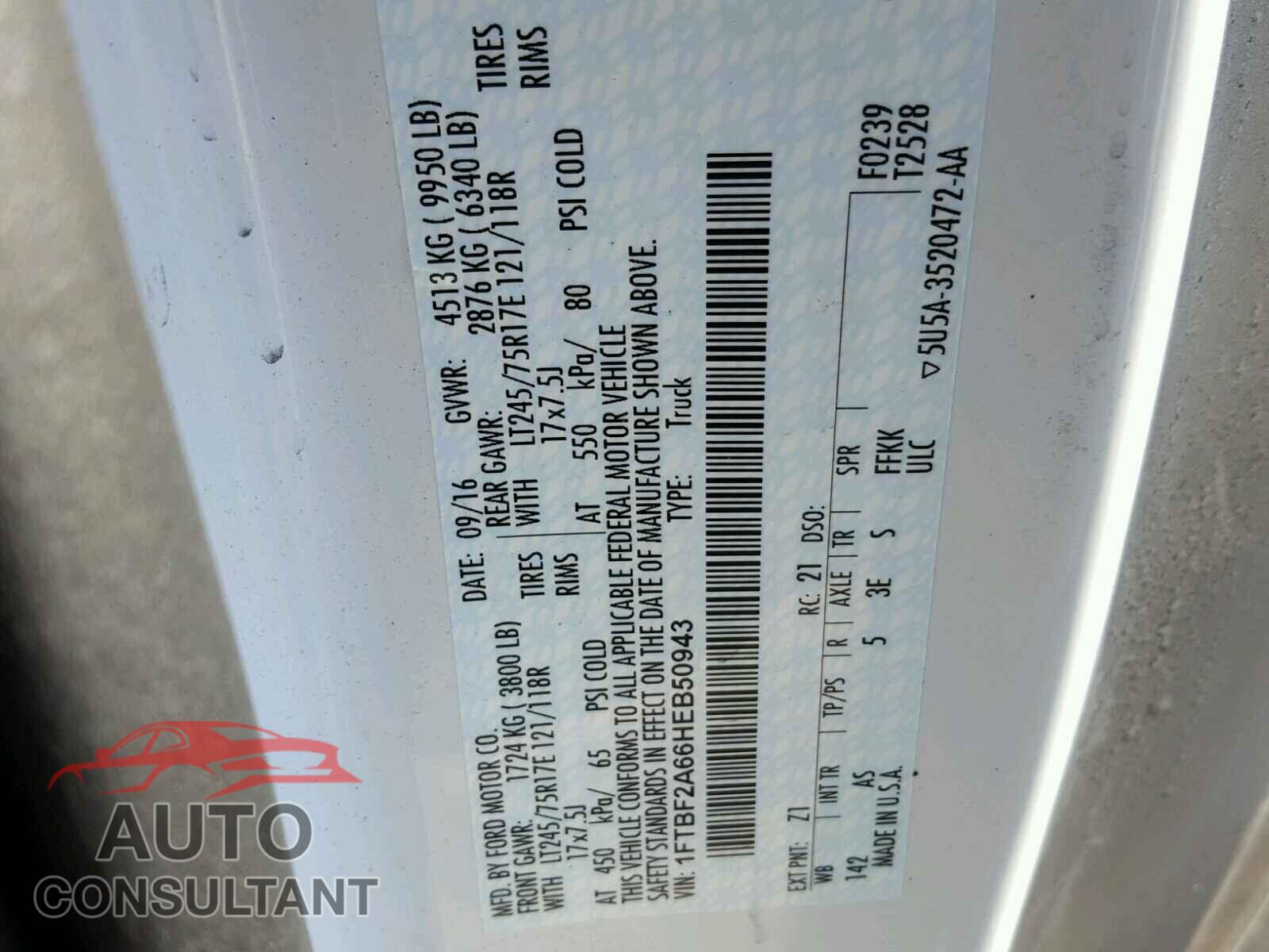 FORD F250 2017 - 1FTBF2A66HEB50943