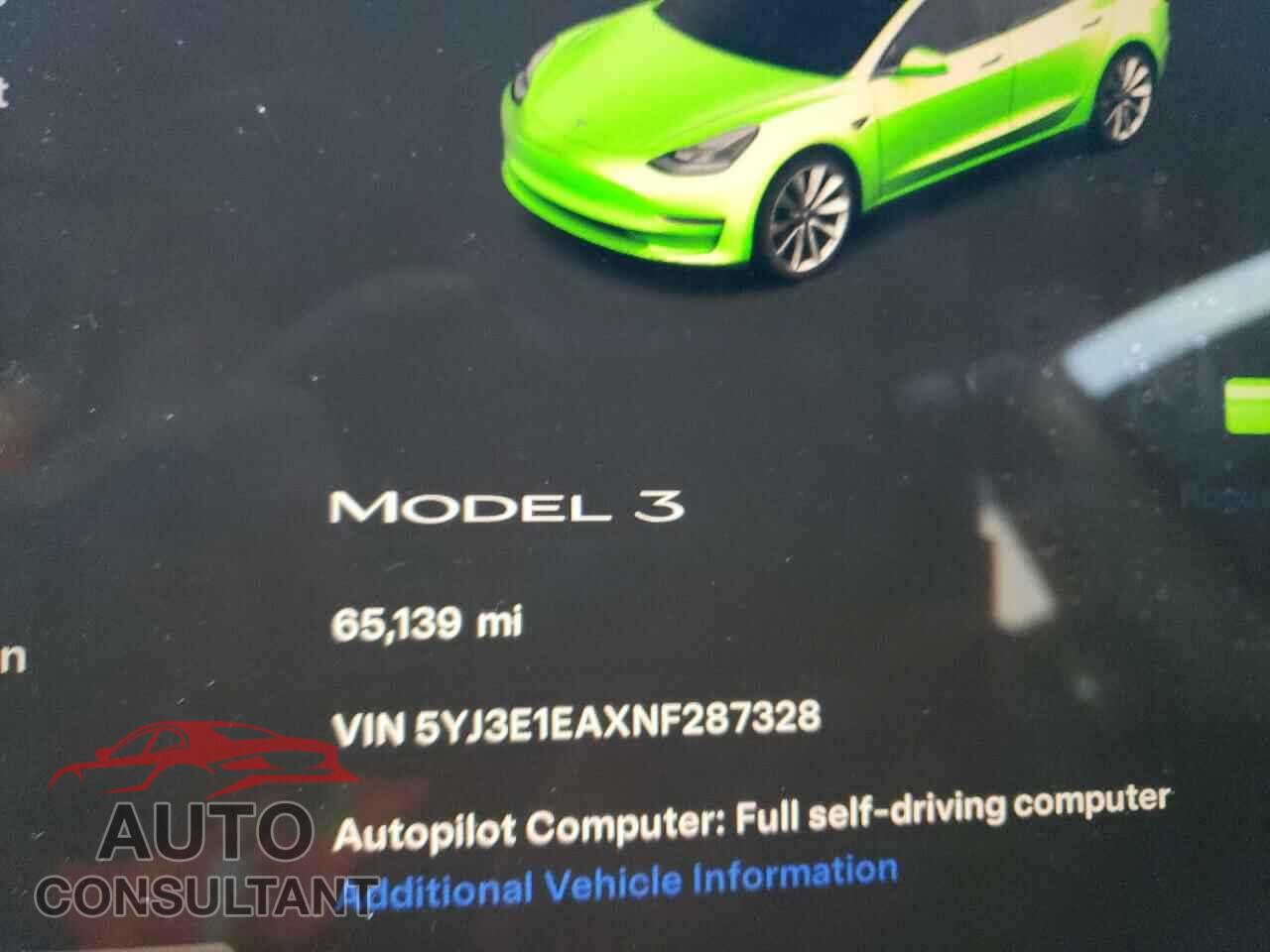 TESLA MODEL 3 2022 - 5YJ3E1EAXNF287328