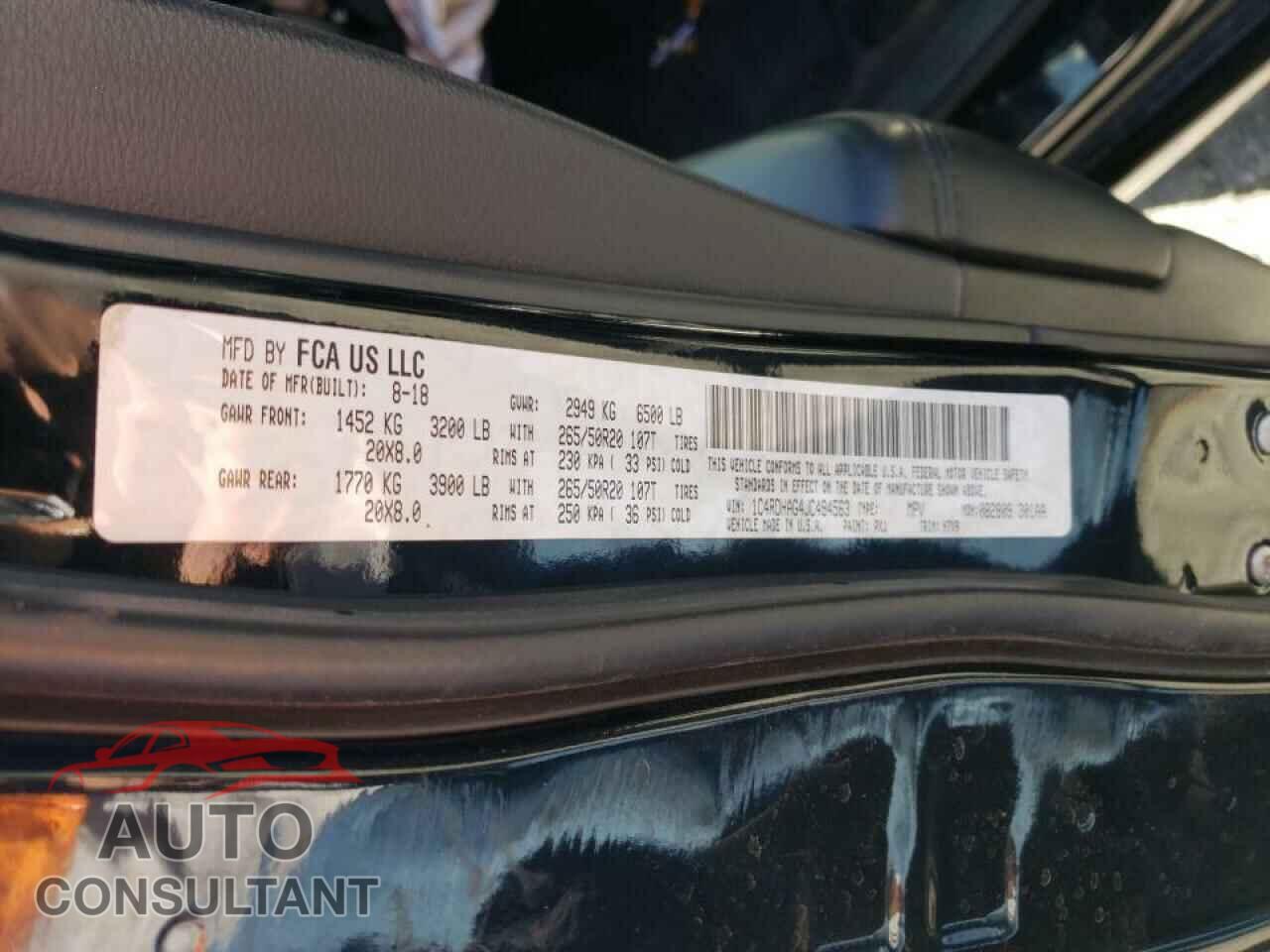 DODGE DURANGO 2018 - 1C4RDHAG4JC494563