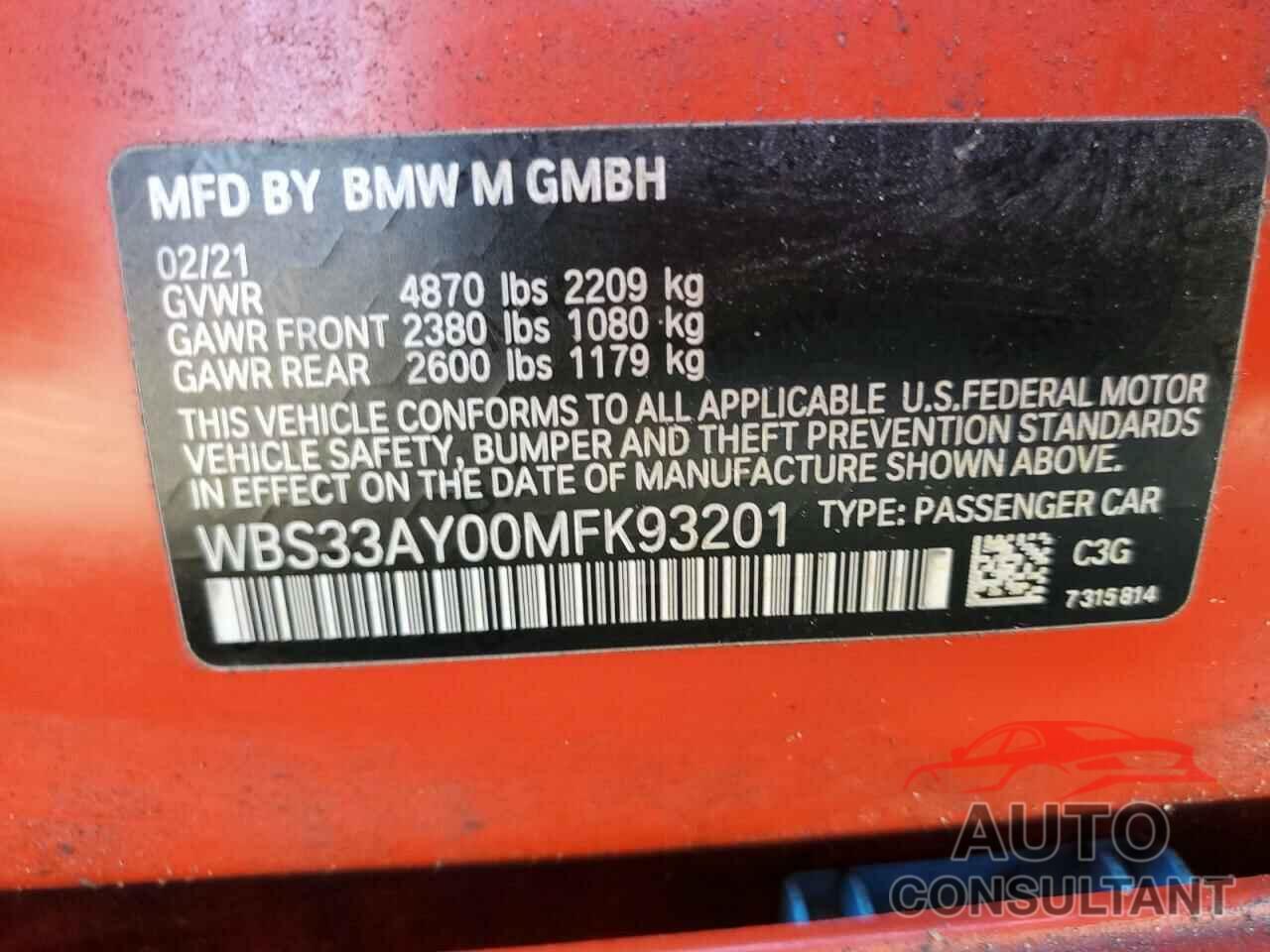 BMW M3 2021 - WBS33AY00MFK93201