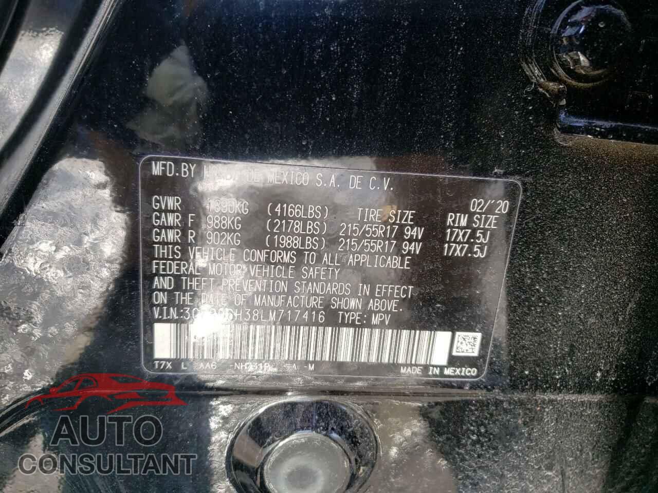 HONDA HR-V 2020 - 3CZRU6H38LM717416