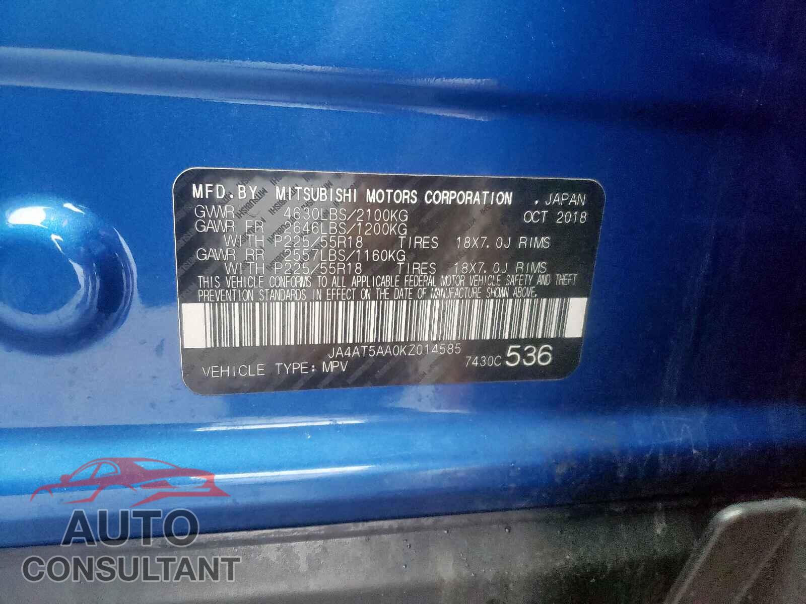 MITSUBISHI ECLIPSE 2019 - JA4AT5AA0KZ014585