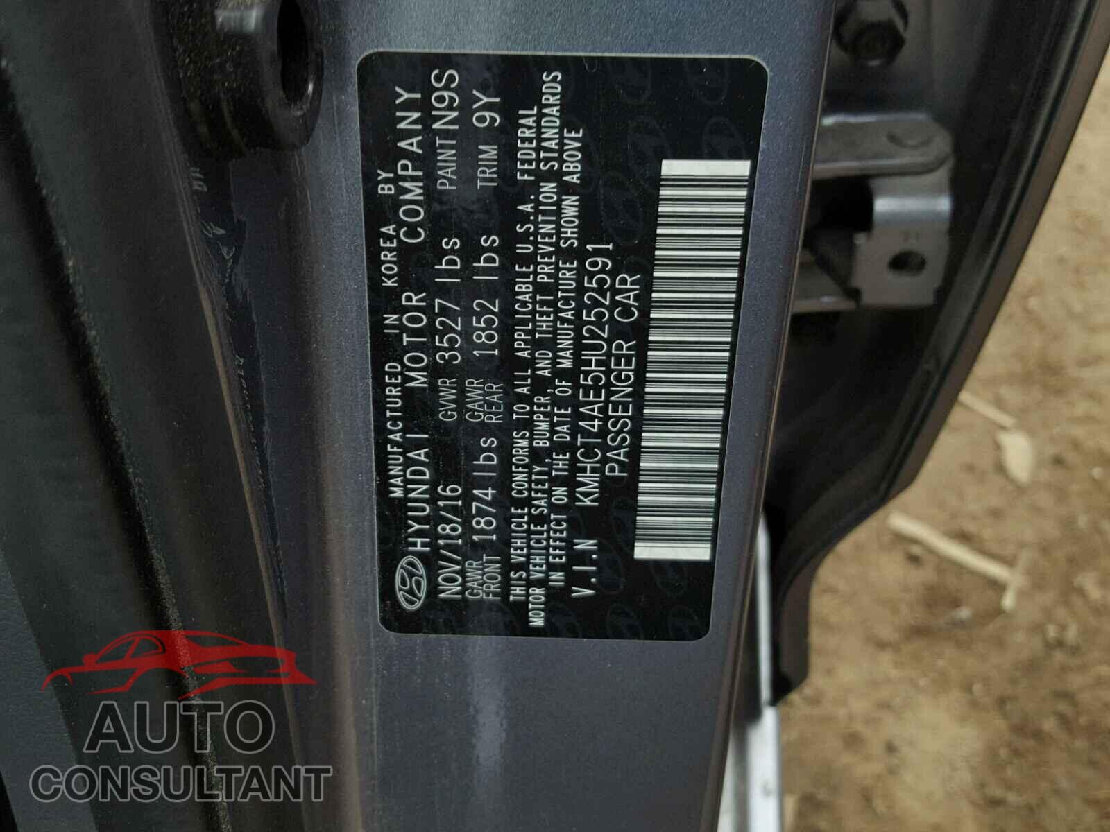 HYUNDAI ACCENT 2017 - KMHCT4AE5HU252591