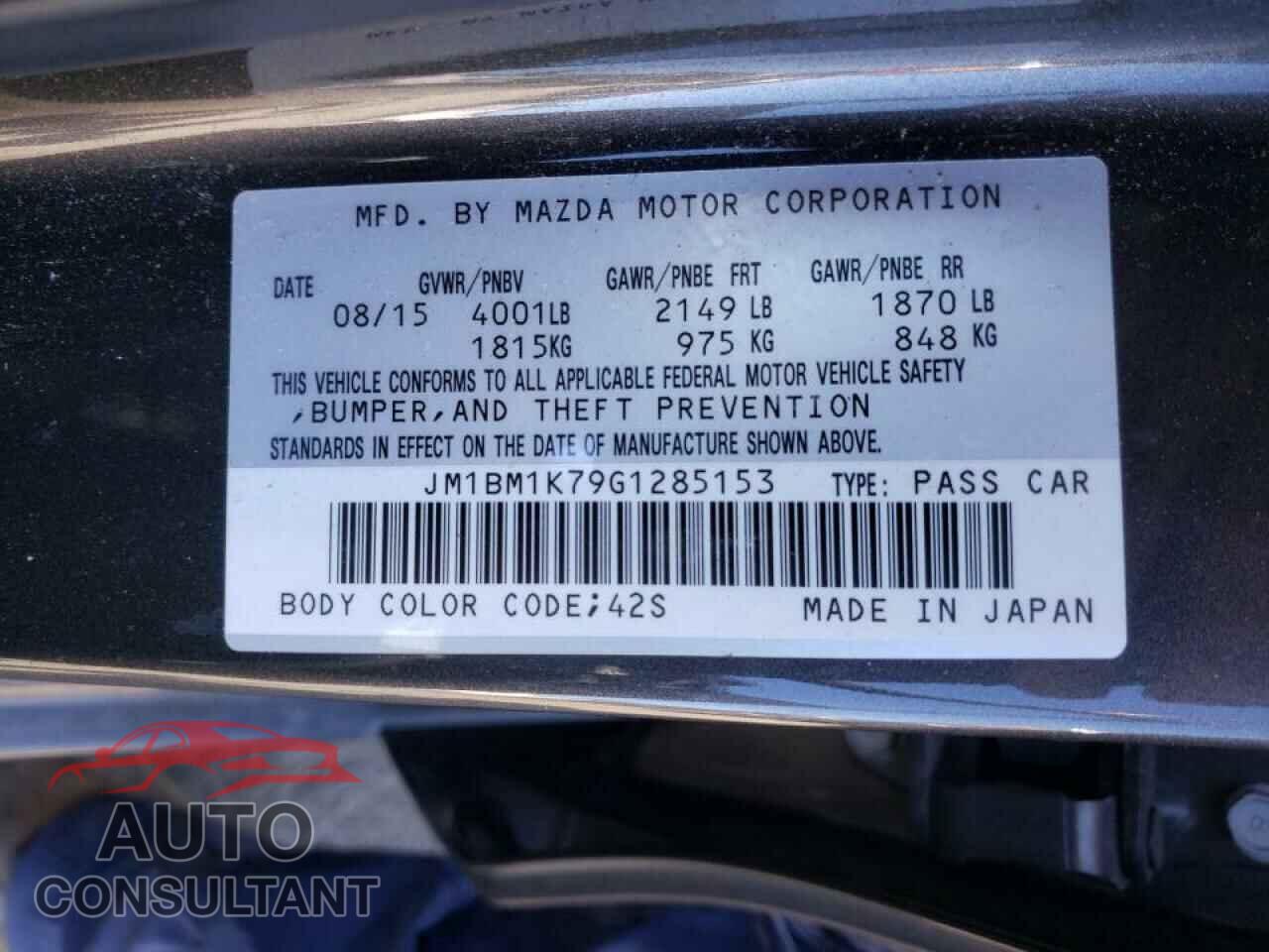 MAZDA 3 2016 - JM1BM1K79G1285153