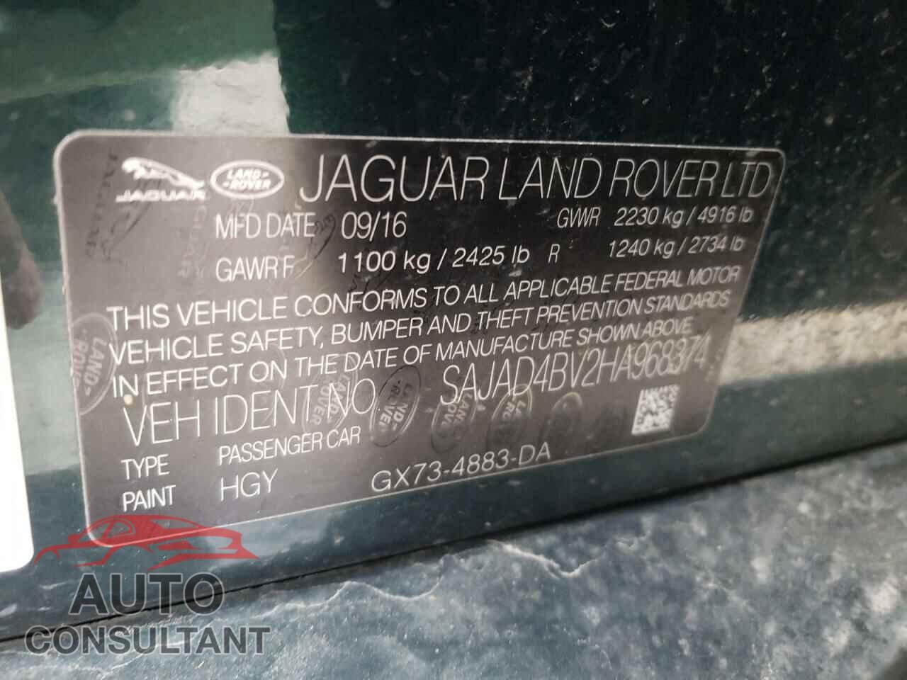 JAGUAR XE 2017 - SAJAD4BV2HA968374