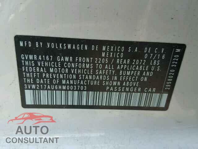 VOLKSWAGEN GOLF 2017 - 3VW217AU6HM003703