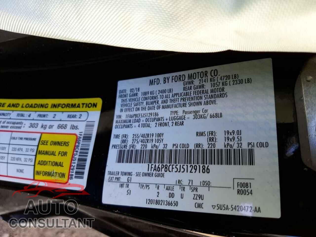 FORD MUSTANG 2018 - 1FA6P8CF5J5129186