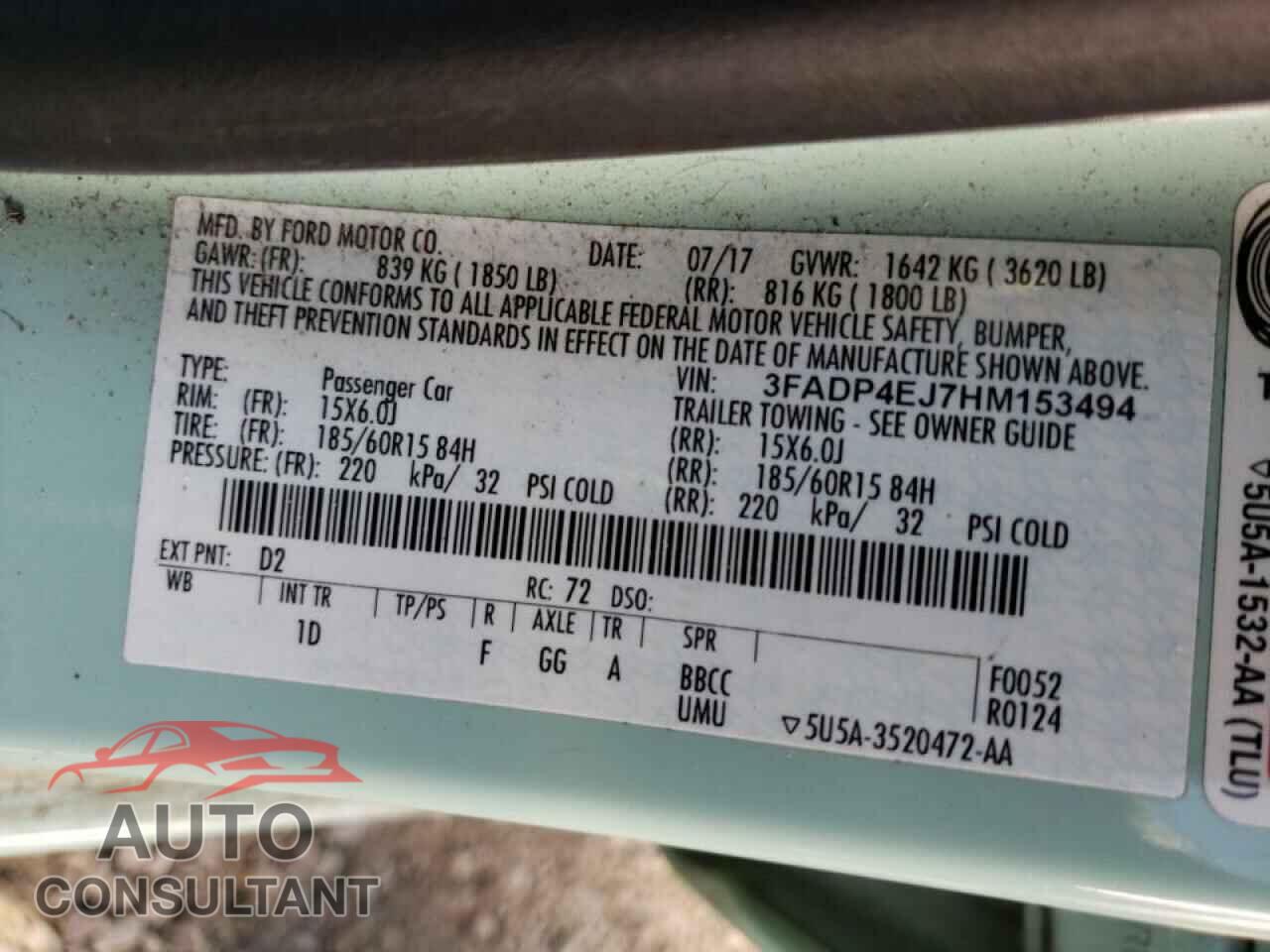 FORD FIESTA 2017 - 3FADP4EJ7HM153494