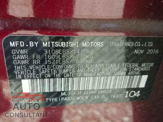 MITSUBISHI MIRAGE 2017 - ML32F3FJ1HHF15603