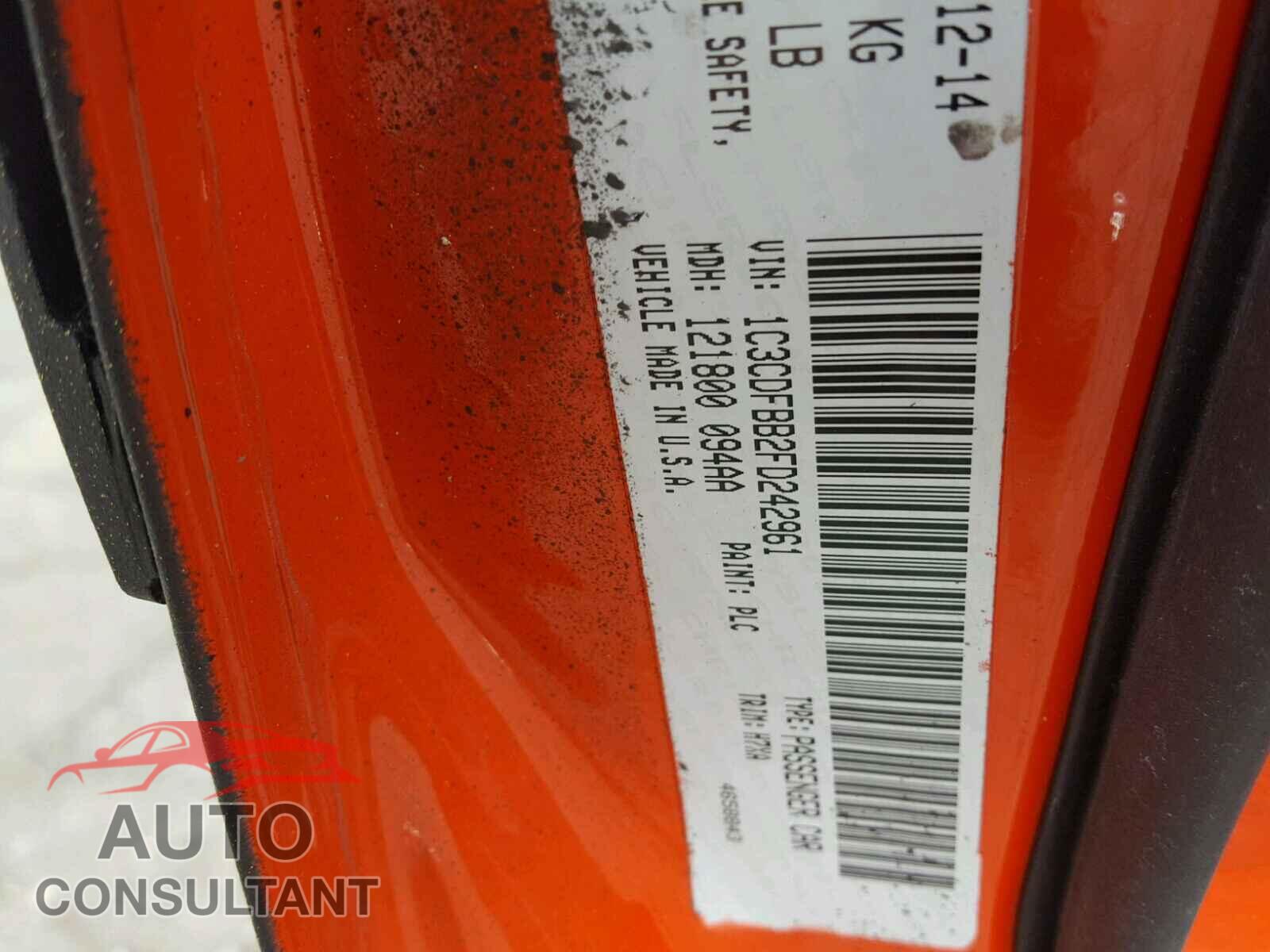 DODGE DART 2015 - 1C3CDFBB2FD242961
