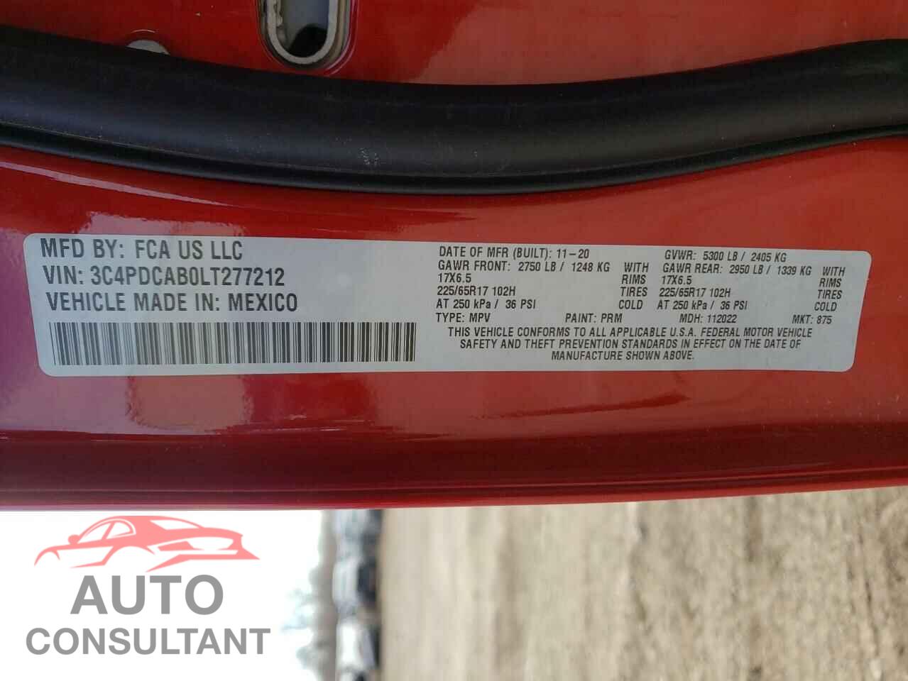 DODGE JOURNEY 2020 - 3C4PDCAB0LT277212