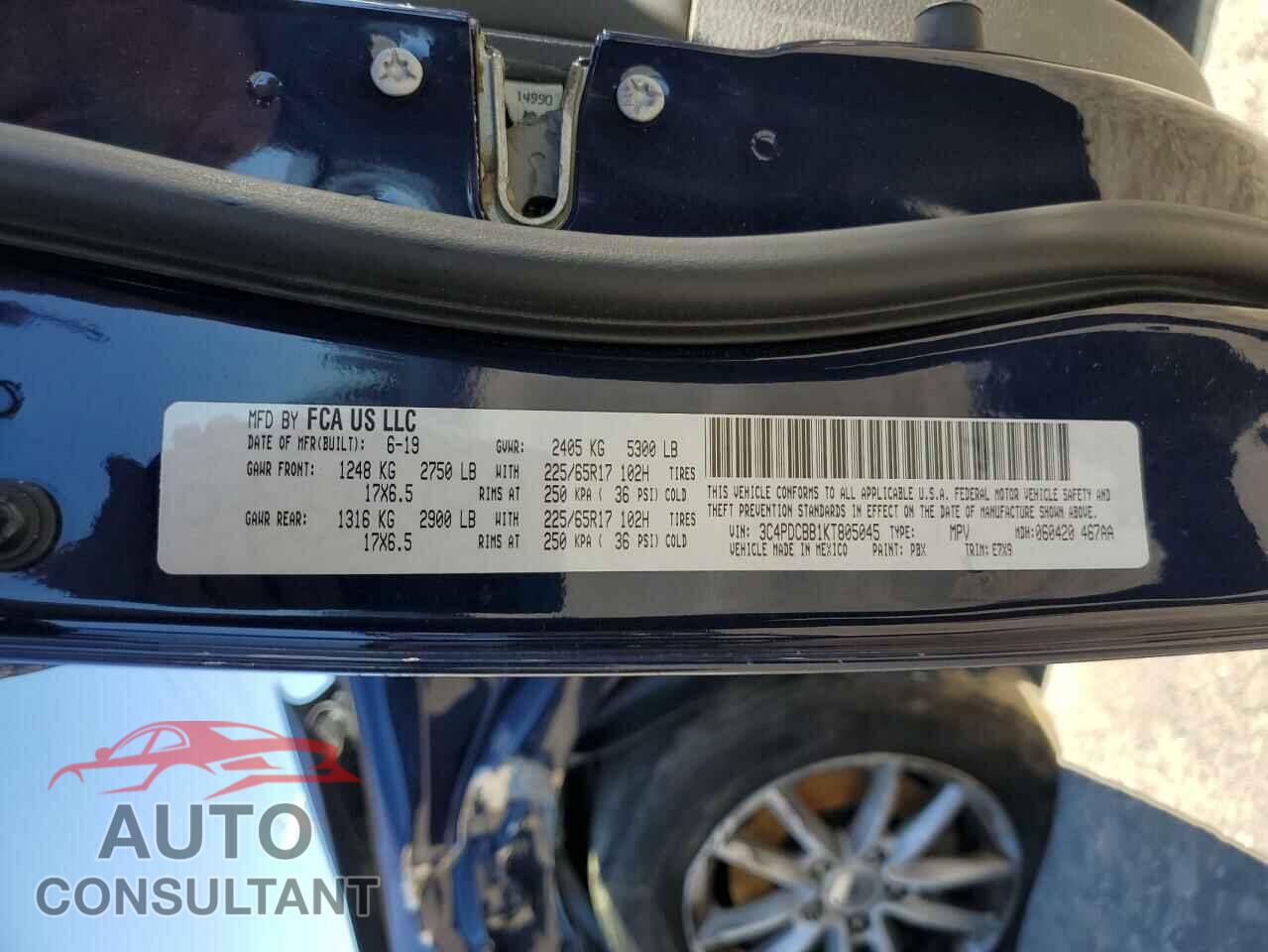 DODGE JOURNEY 2019 - 3C4PDCBB1KT805045