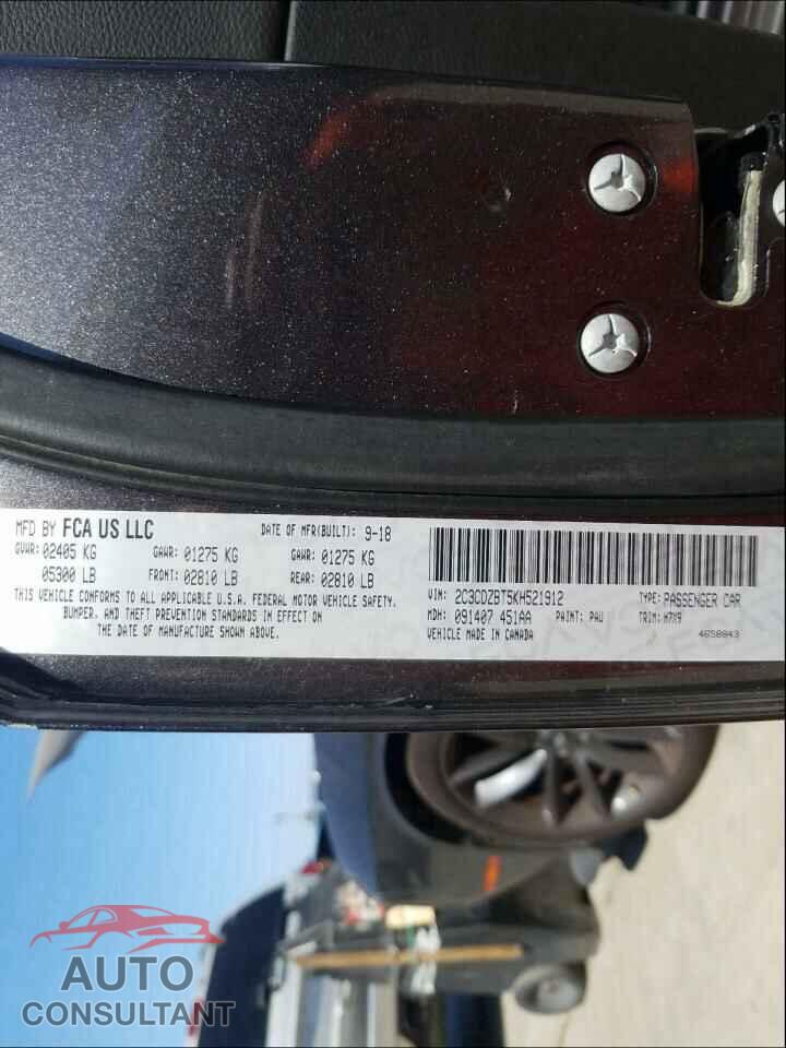 DODGE CHALLENGER 2019 - 2C3CDZBT5KH521912