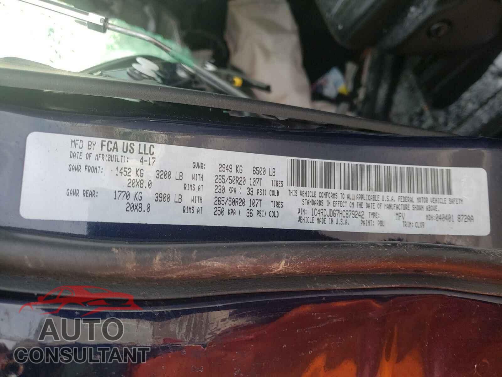 DODGE DURANGO 2017 - 1C4RDJDG7HC879242