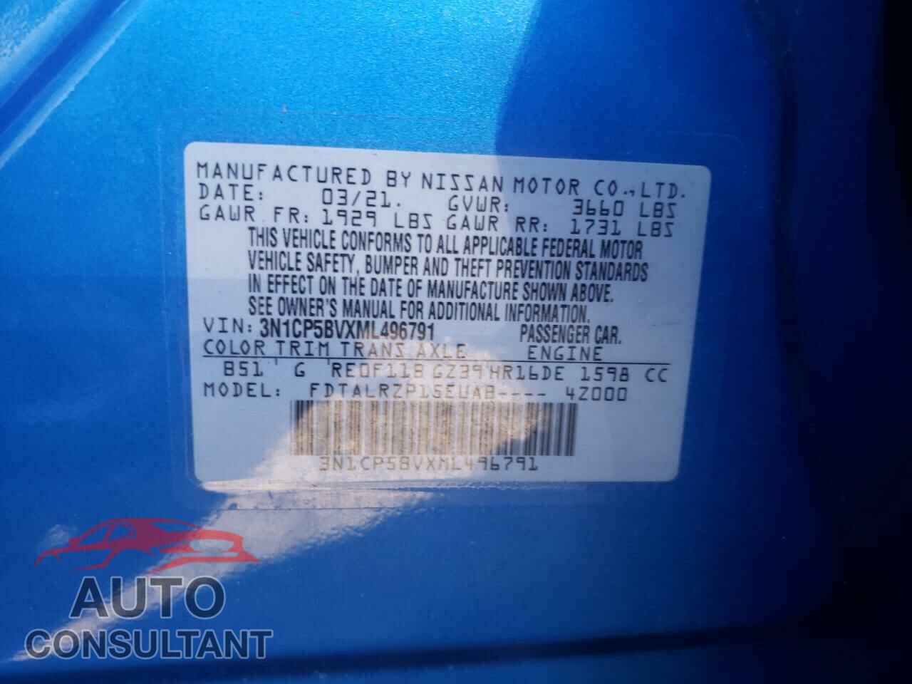 NISSAN KICKS 2021 - 3N1CP5BVXML496791