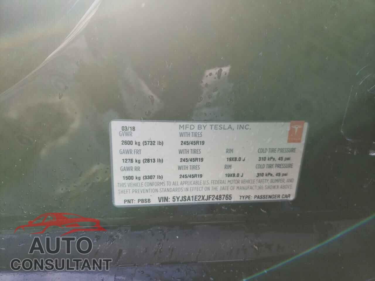 TESLA MODEL S 2018 - 5YJSA1E2XJF248765