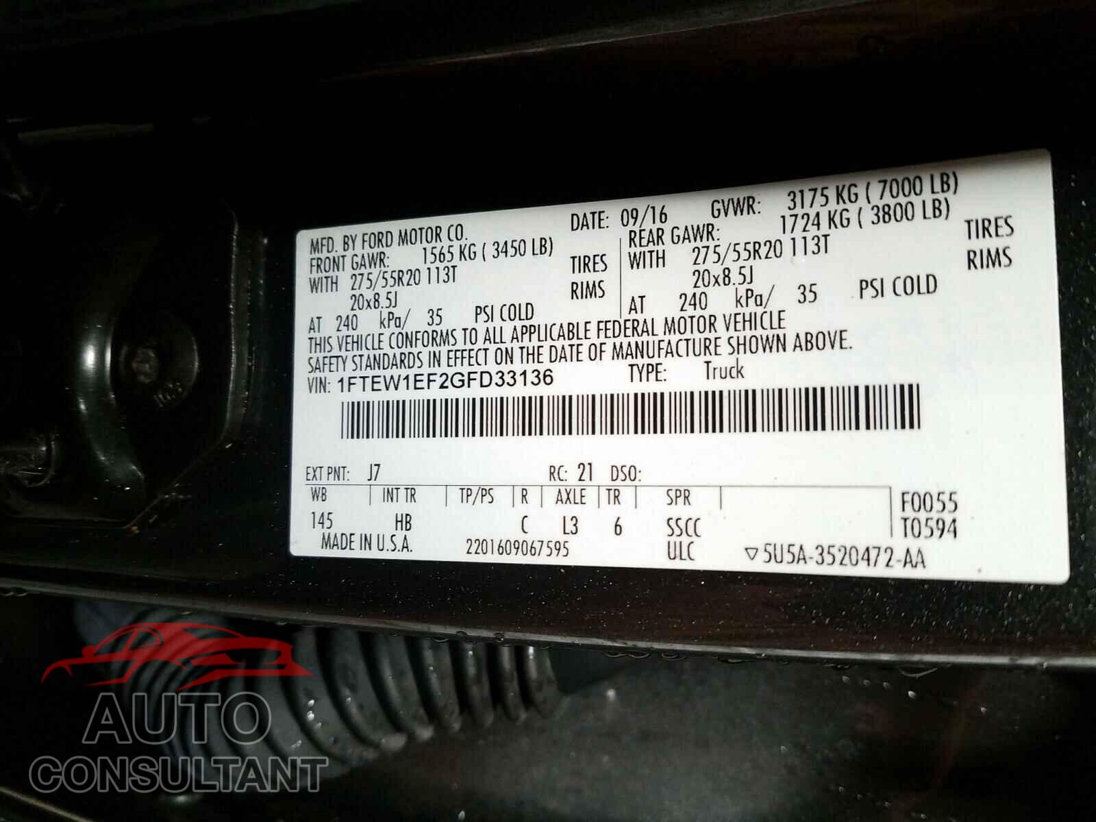 FORD F150 2016 - 1FTEW1EF2GFD33136