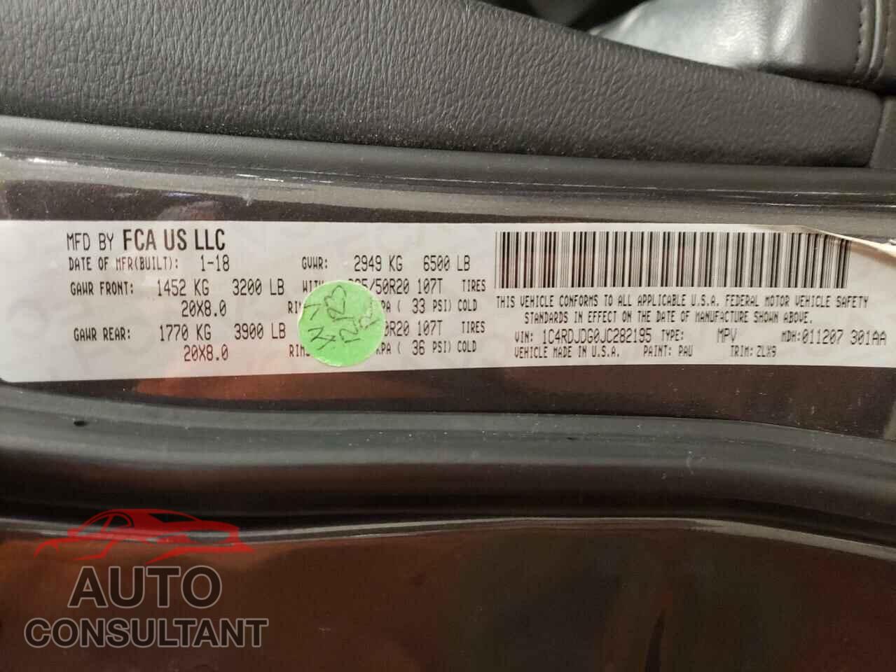 DODGE DURANGO 2018 - 1C4RDJDG0JC282195