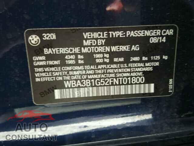 BMW 3 SERIES 2015 - WBA3B1G52FNT01800