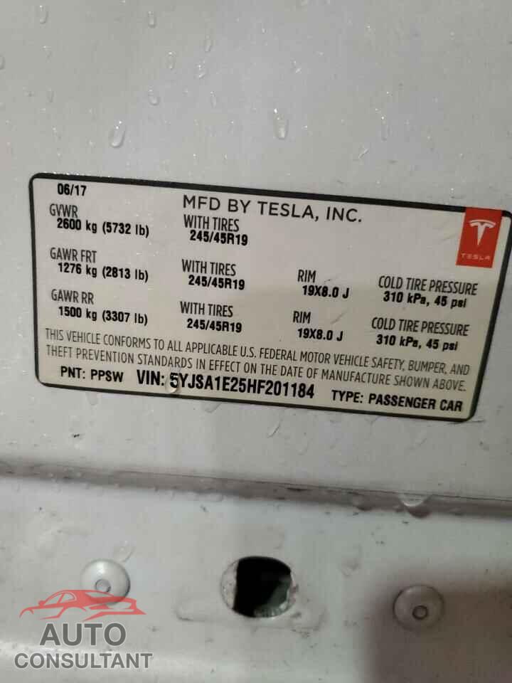 TESLA MODEL S 2017 - 5YJSA1E25HF201184
