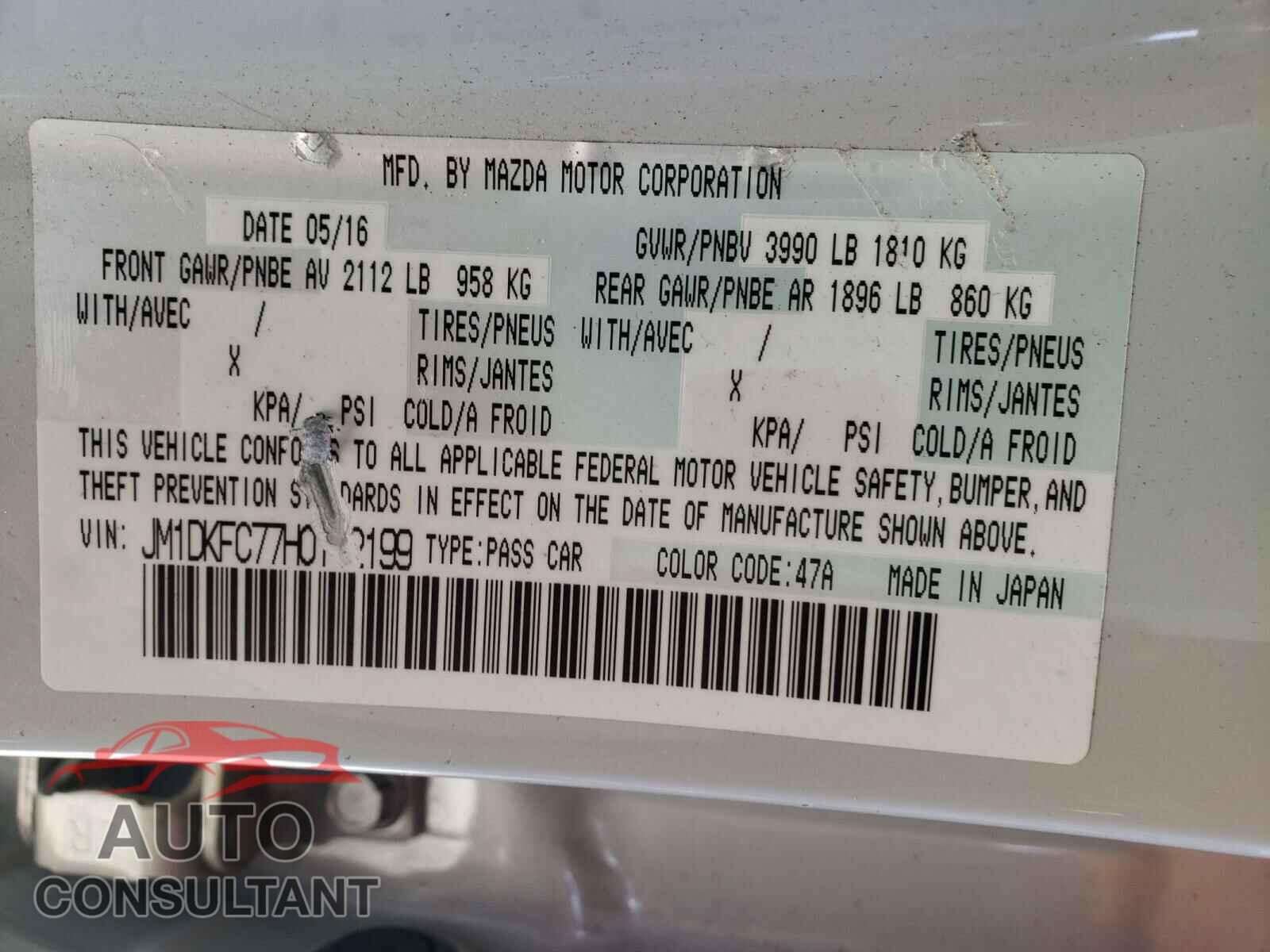 MAZDA CX-3 2017 - JM1DKFC77H0142199
