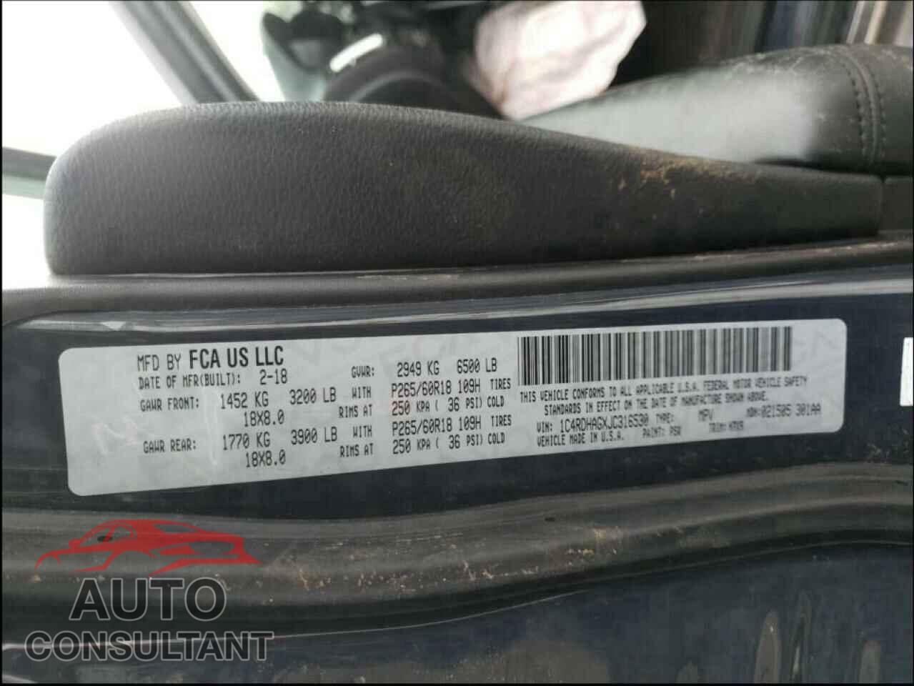 DODGE DURANGO 2018 - 1C4RDHAGXJC316530