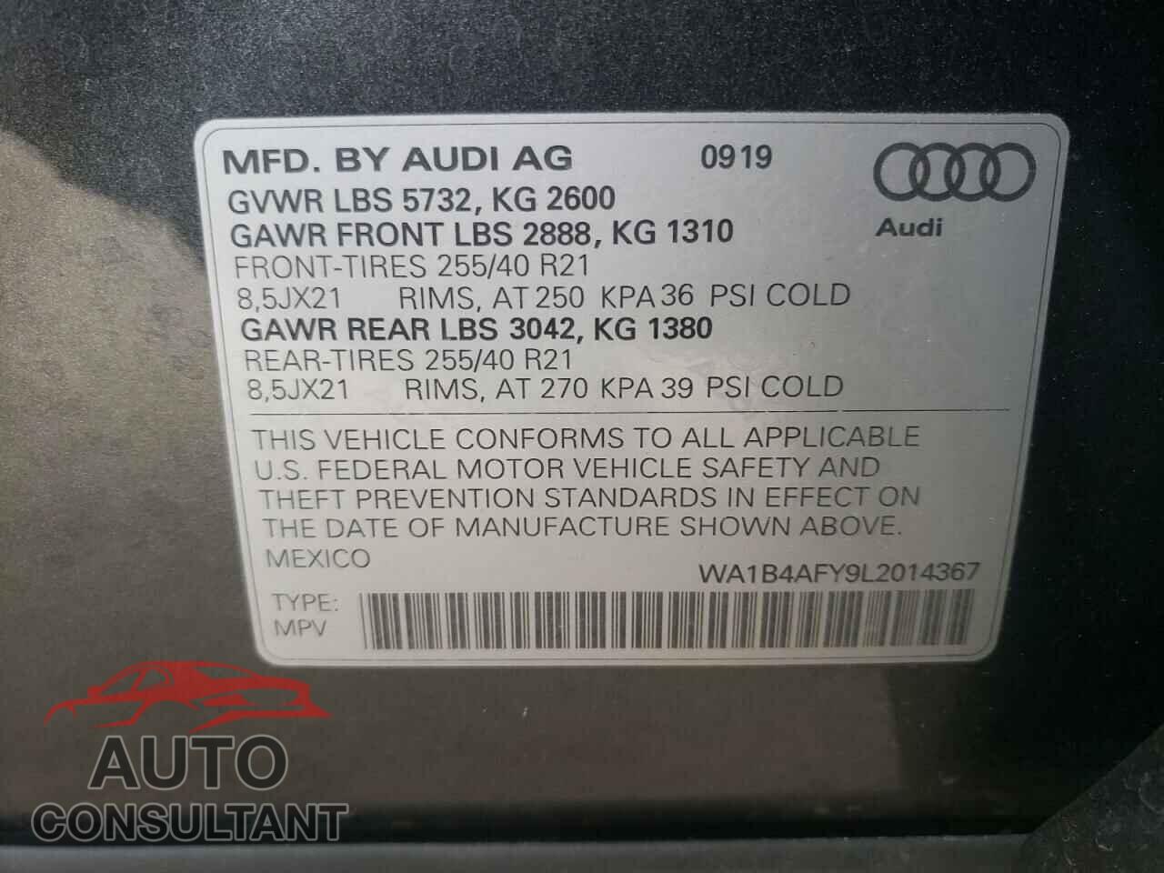 AUDI SQ5 2020 - WA1B4AFY9L2014367