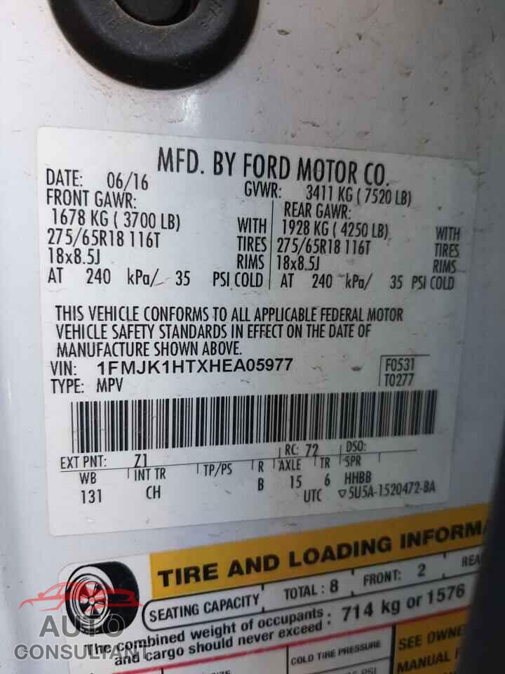 FORD EXPEDITION 2017 - 1FMJK1HTXHEA05977