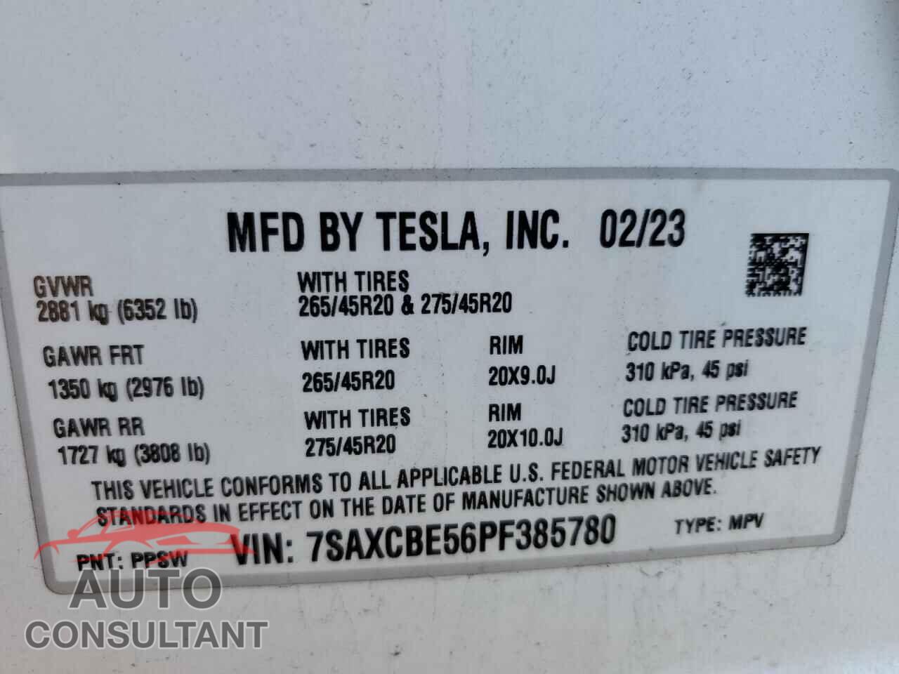 TESLA MODEL X 2023 - 7SAXCBE56PF385780