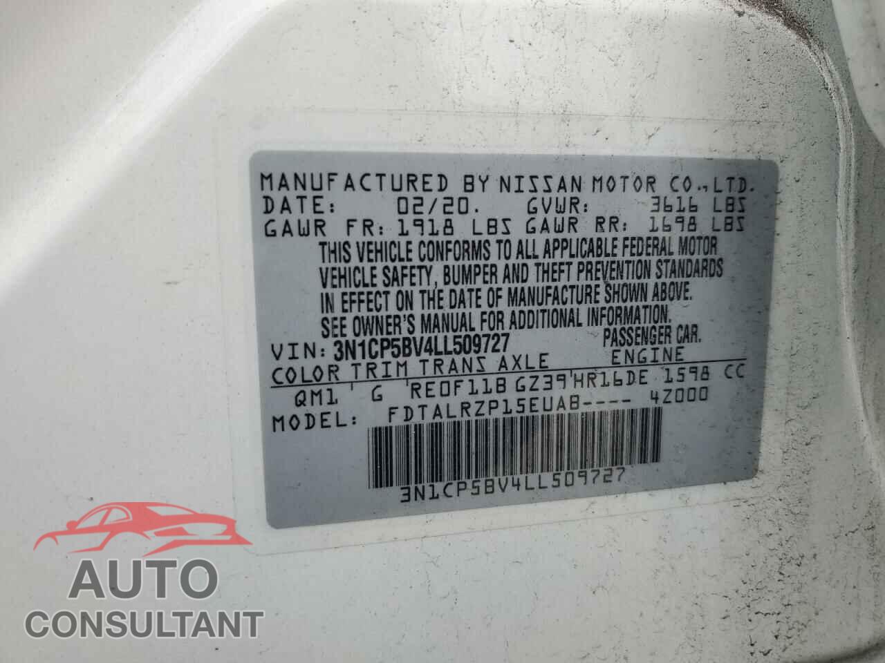 NISSAN KICKS 2020 - 3N1CP5BV4LL509727