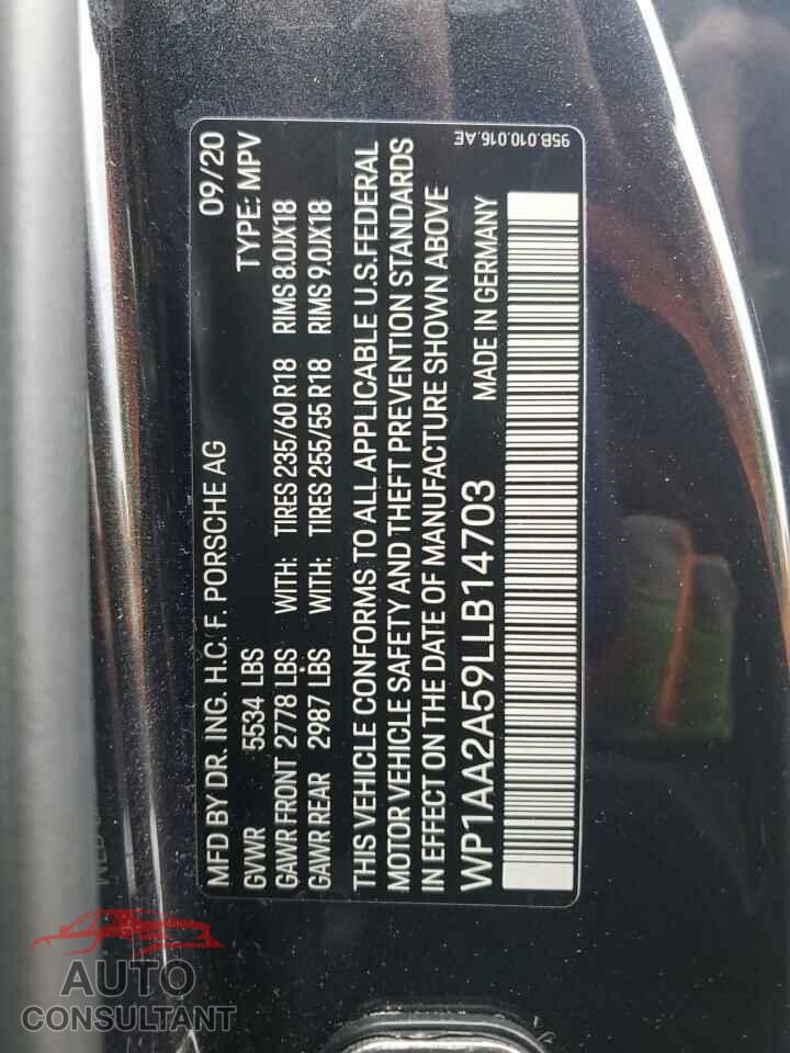 PORSCHE MACAN 2020 - WP1AA2A59LLB14703