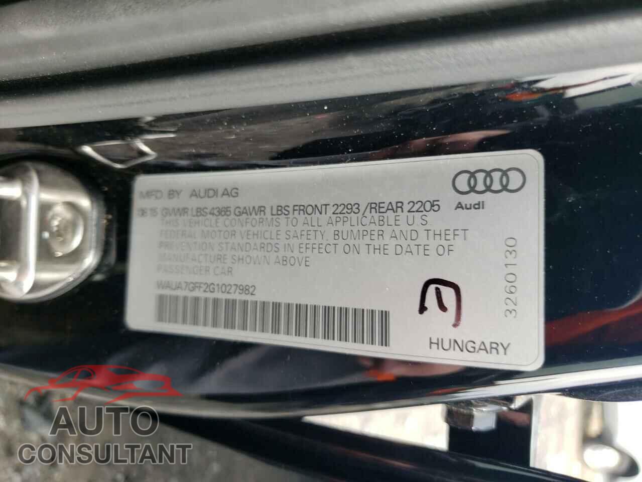 AUDI A3 2016 - WAUA7GFF2G1027982