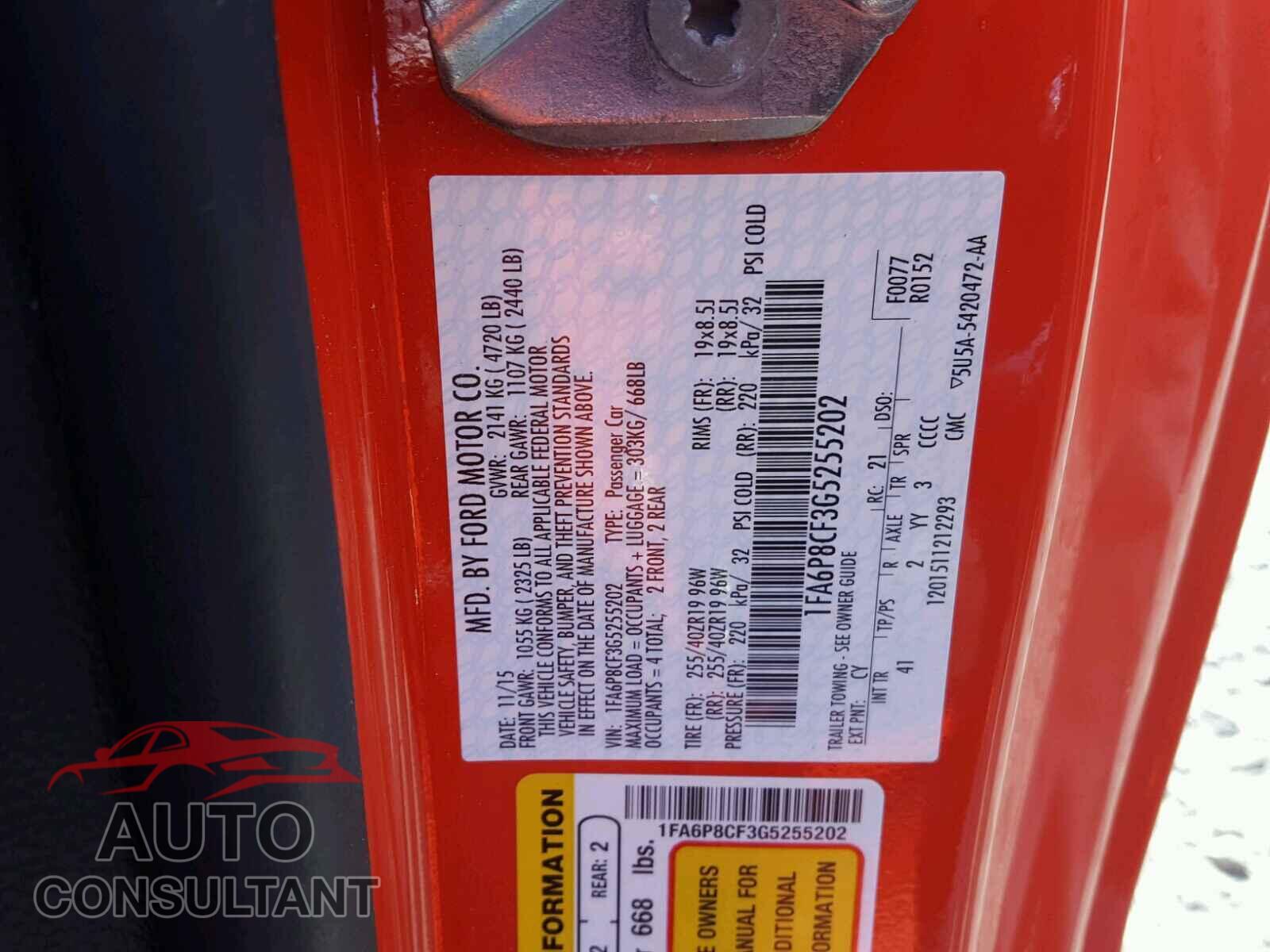 FORD MUSTANG 2016 - 1FA6P8CF3G5255202