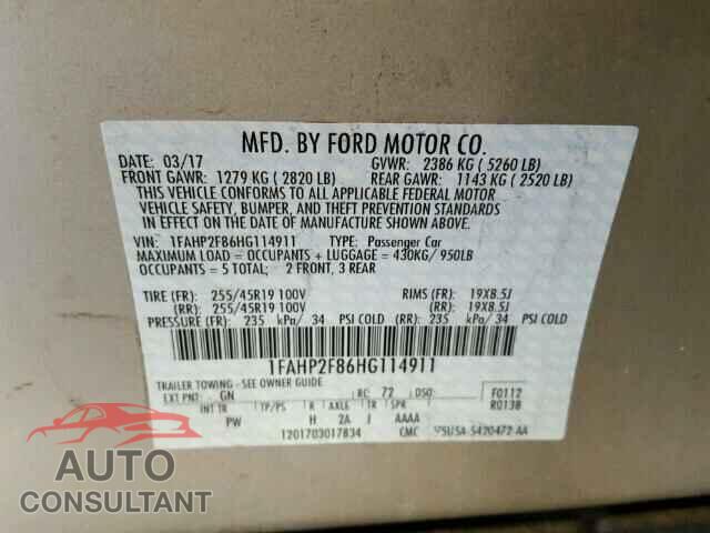 FORD TAURUS 2017 - 1FAHP2F86HG114911