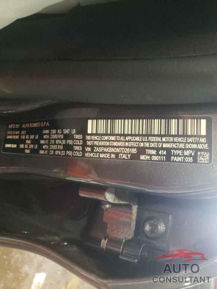 ALFA ROMEO STELVIO 2022 - ZASPAKBN3N7D26185