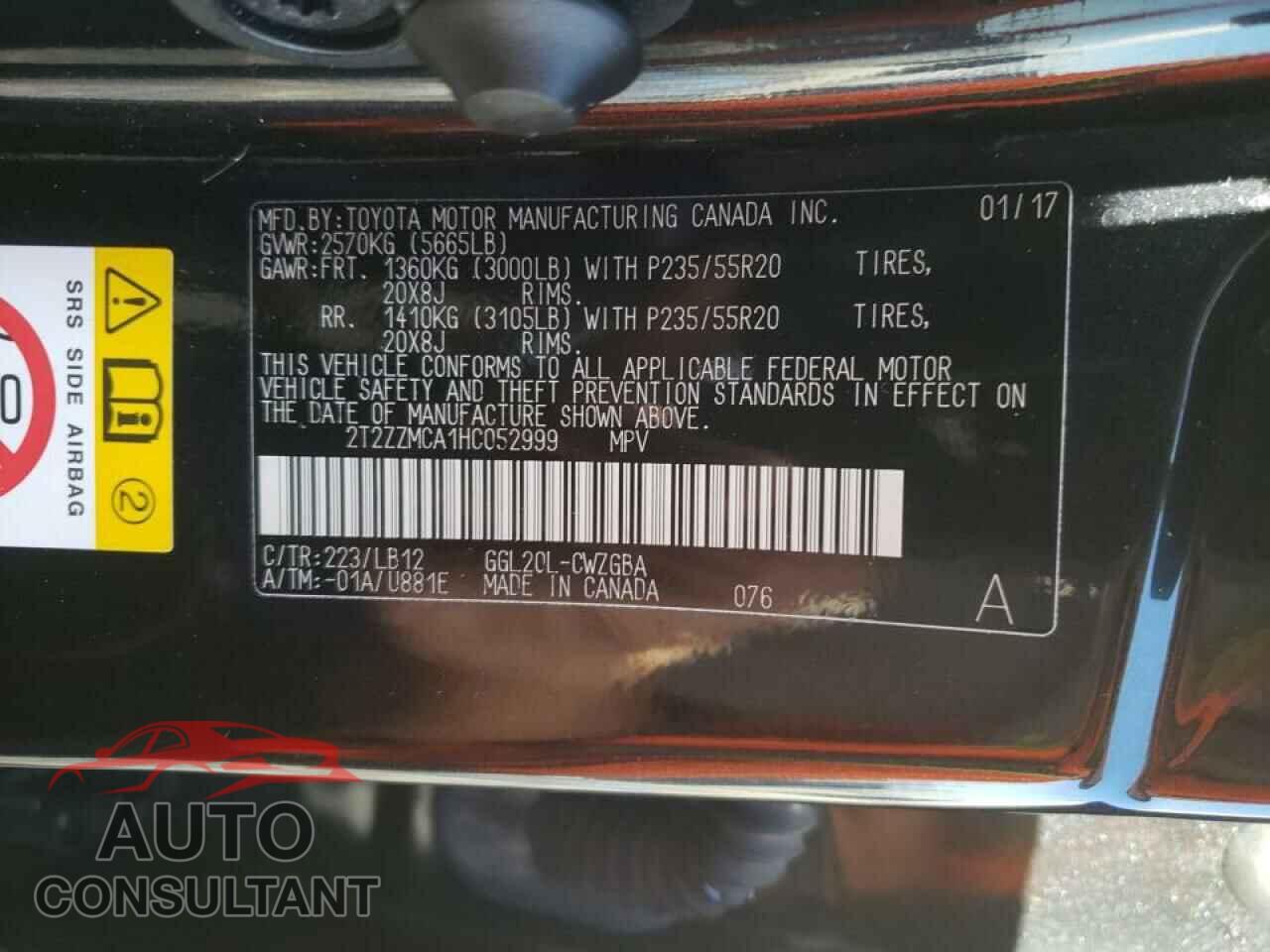 LEXUS RX350 2017 - 2T2ZZMCA1HC052999