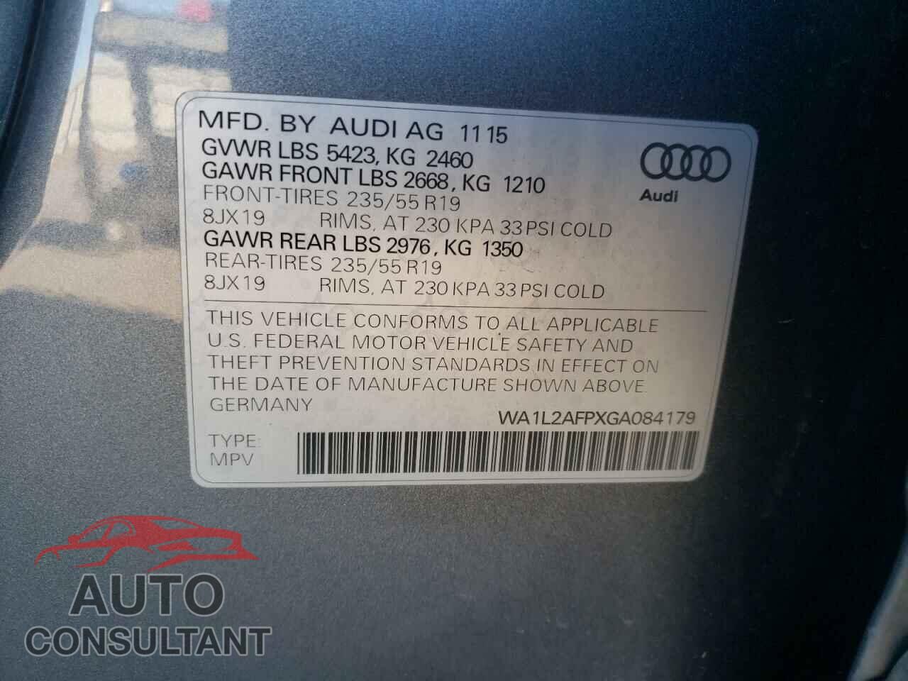 AUDI Q5 2016 - WA1L2AFPXGA084179