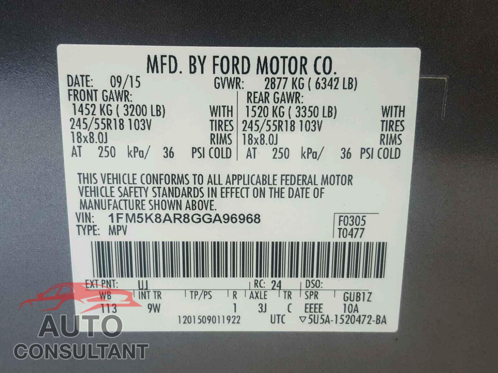 FORD EXPLORER P 2016 - 1FM5K8AR8GGA96968