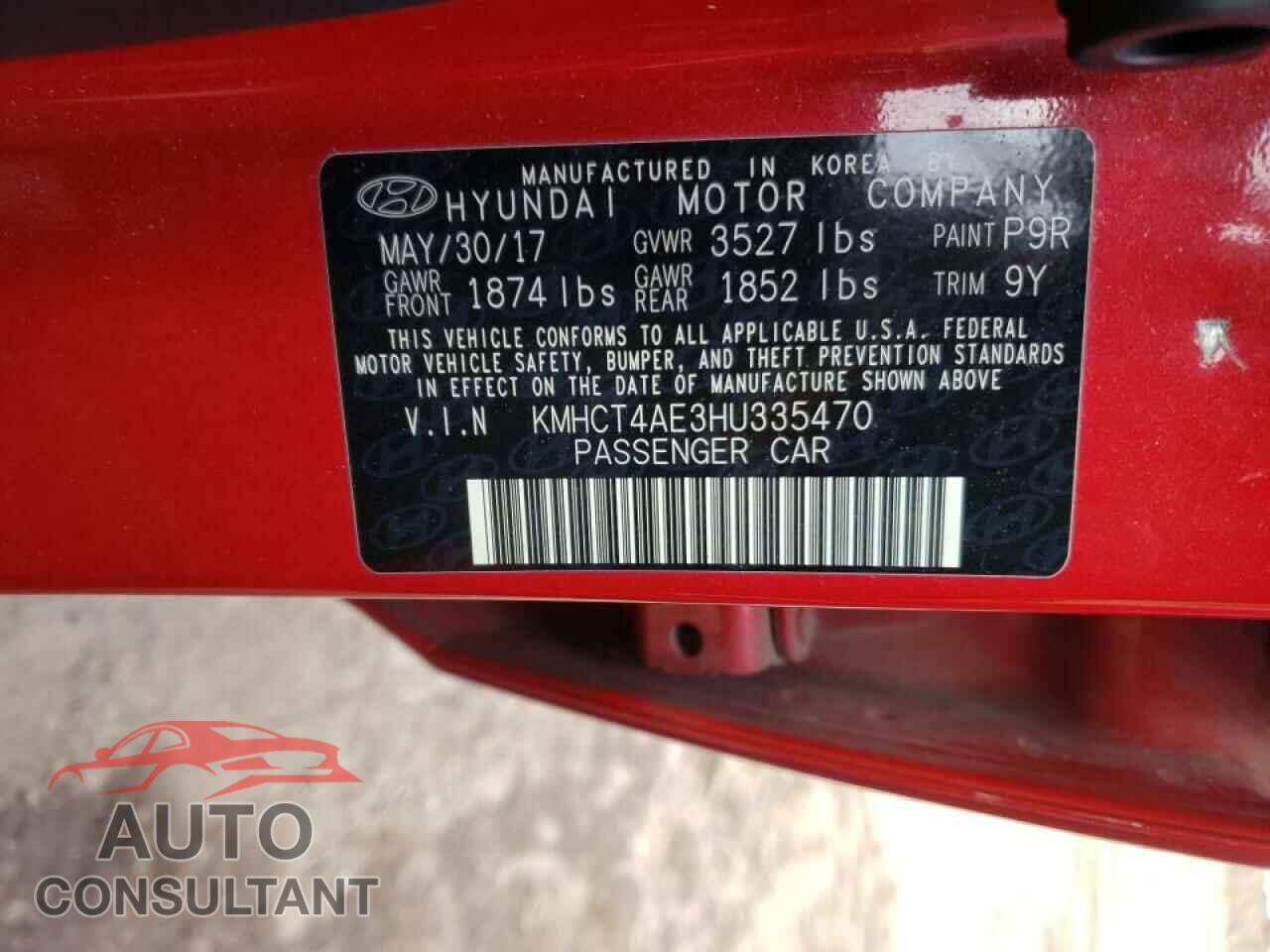 HYUNDAI ACCENT 2017 - KMHCT4AE3HU335470