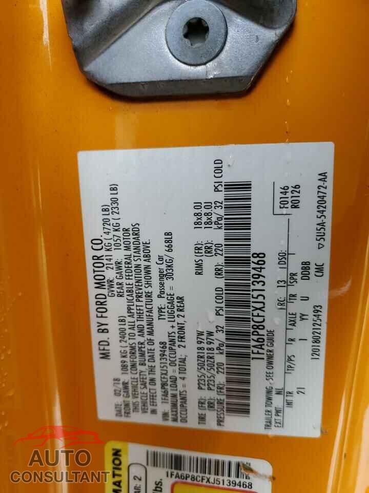 FORD MUSTANG 2018 - 1FA6P8CFXJ5139468