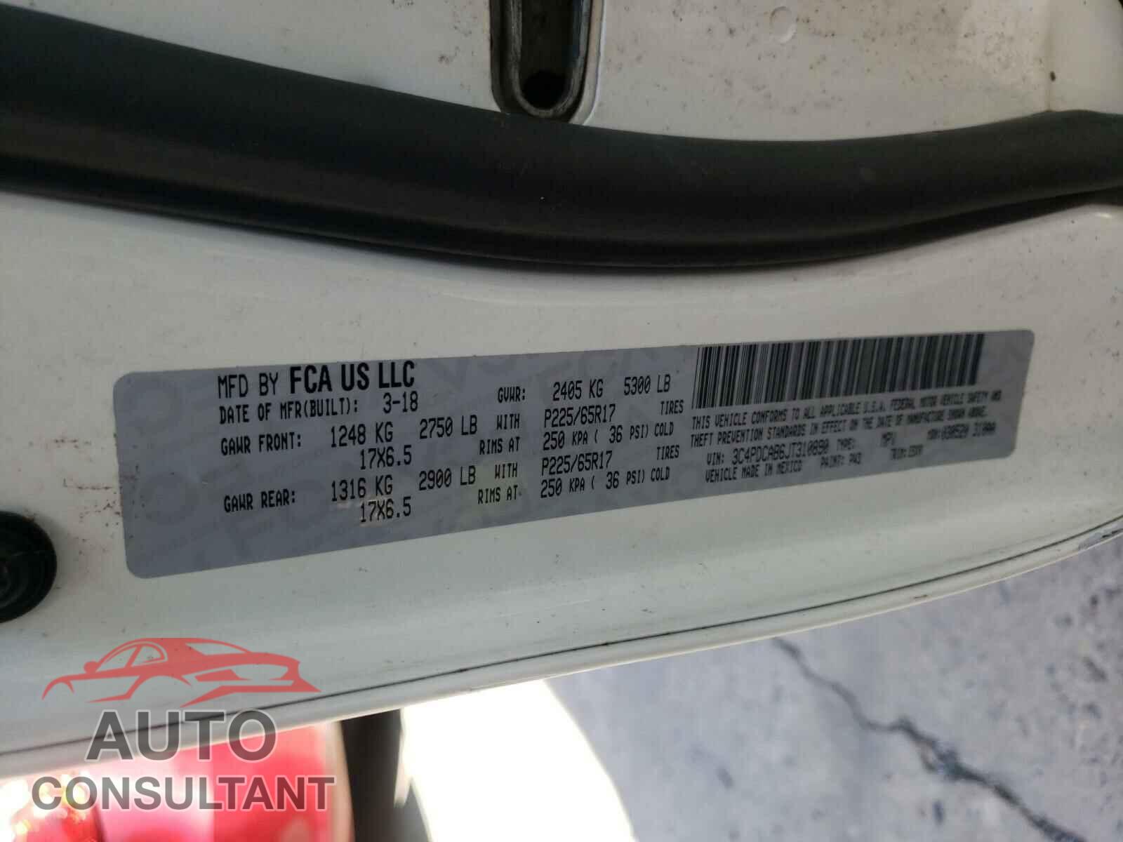 DODGE JOURNEY 2018 - 3C4PDCAB6JT310890