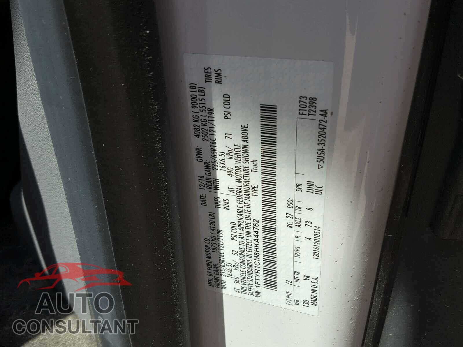 FORD TRANSIT CO 2017 - 1FTYR1CM8HKA44762