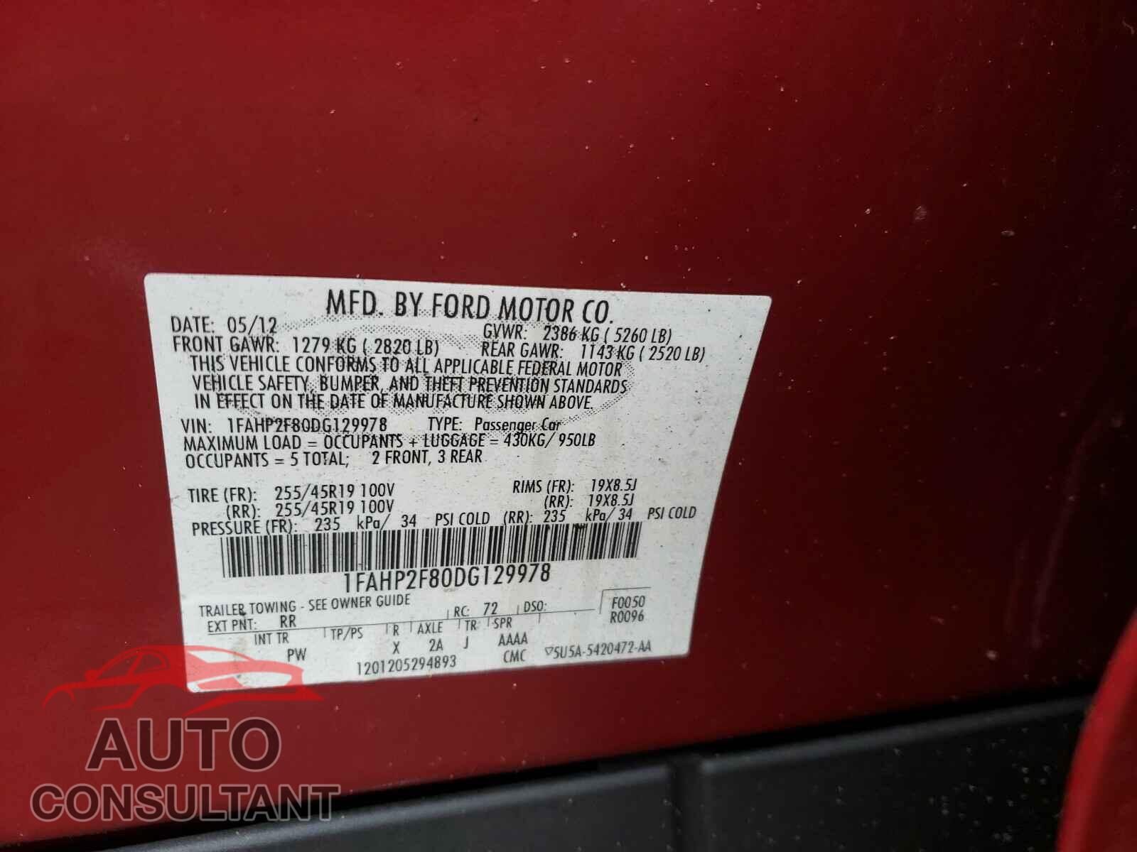 FORD TAURUS 2016 - 1FAHP2F80DG129978