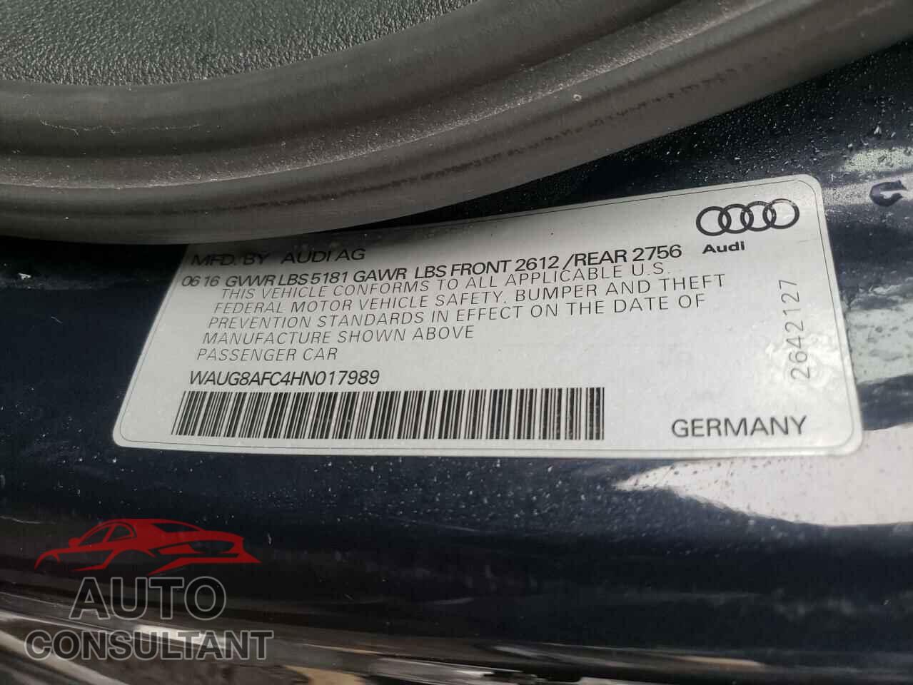 AUDI A6 2017 - WAUG8AFC4HN017989