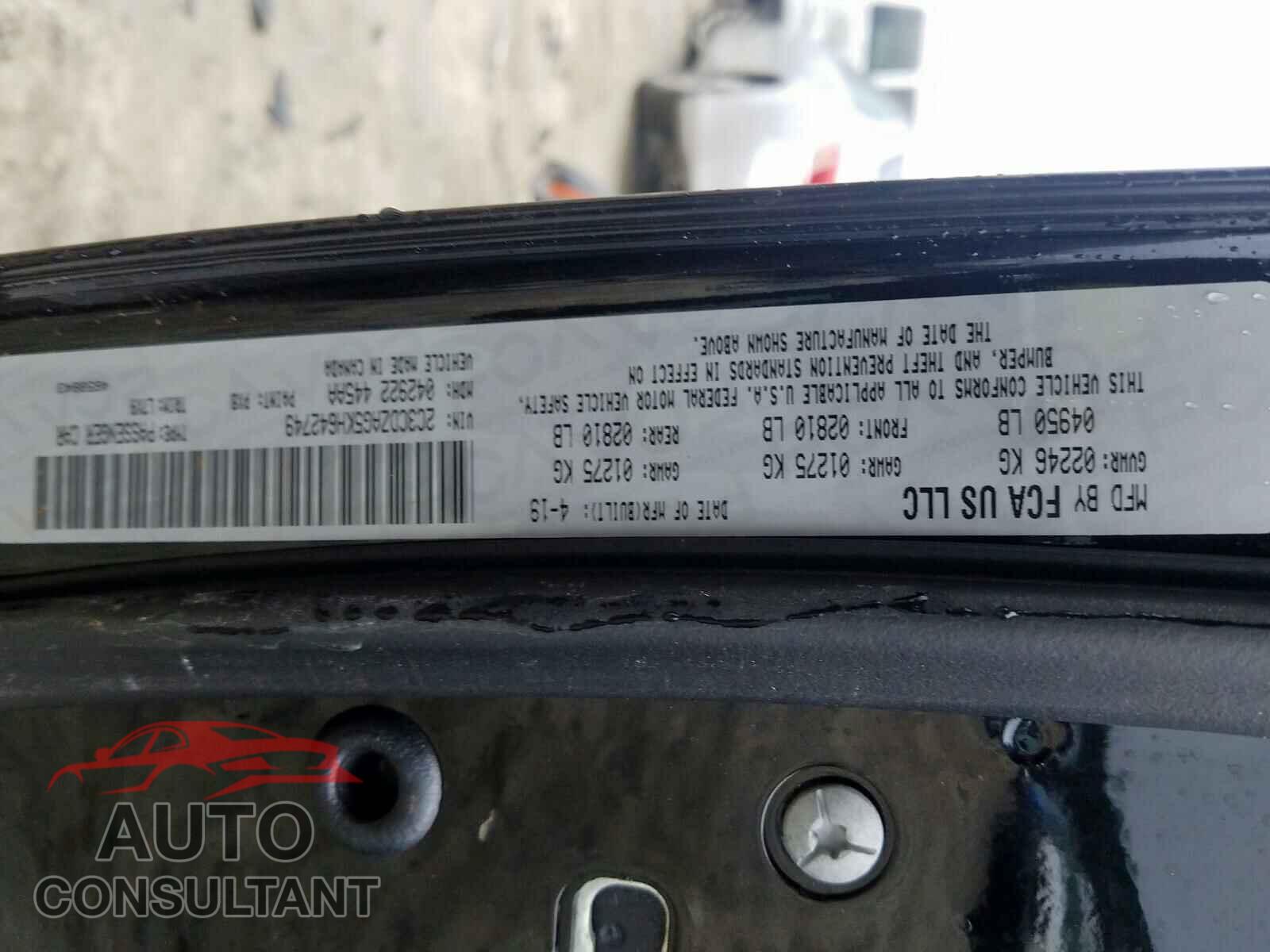 DODGE CHALLENGER 2019 - 2C3CDZAG5KH642749