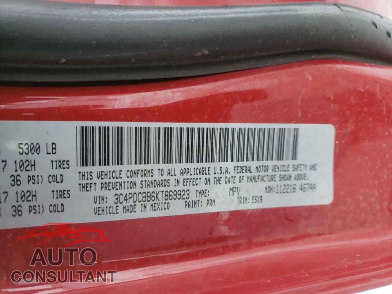 DODGE JOURNEY 2019 - 3C4PDCBB6KT869923