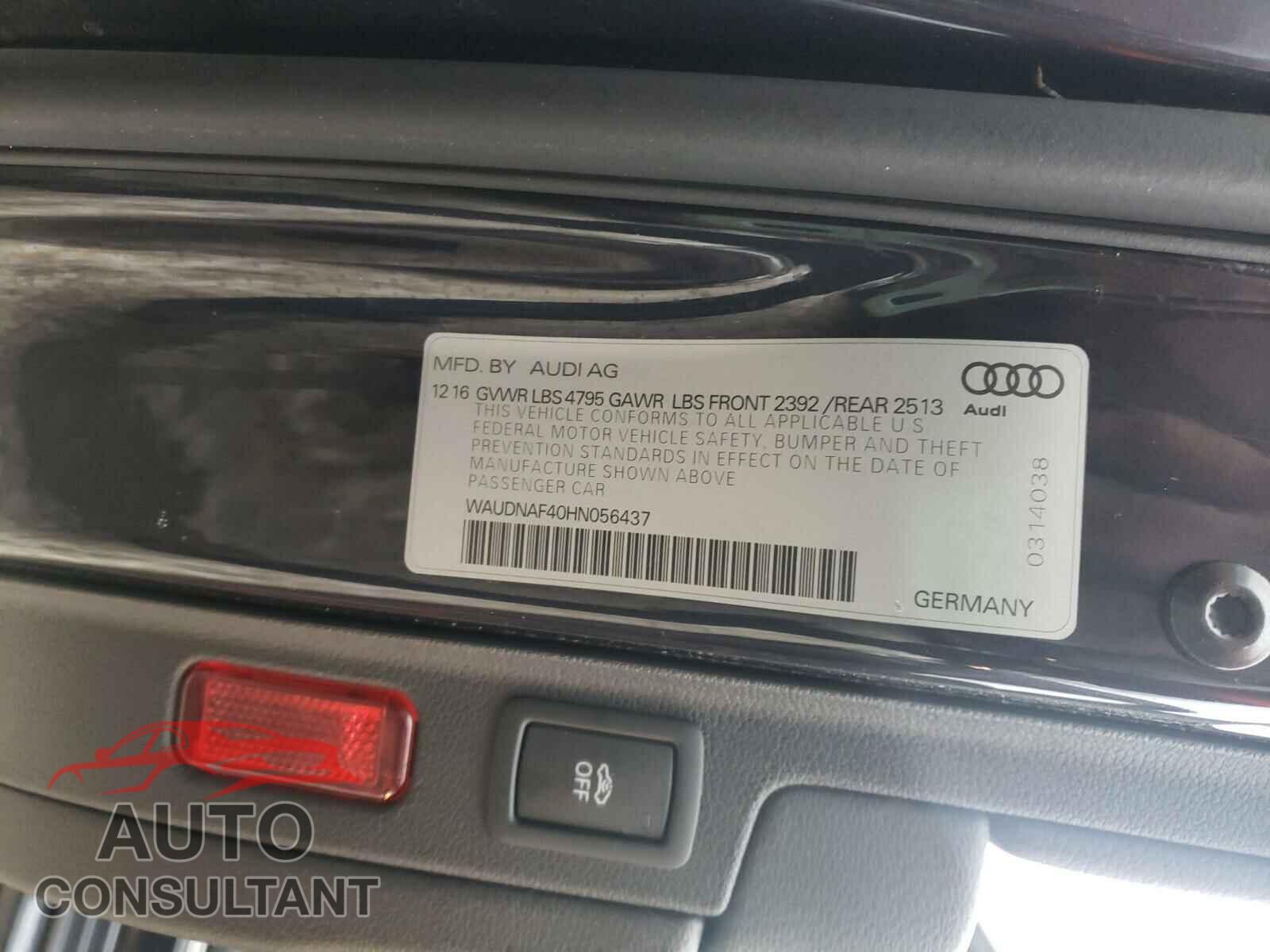 AUDI A4 2017 - WAUDNAF40HN056437