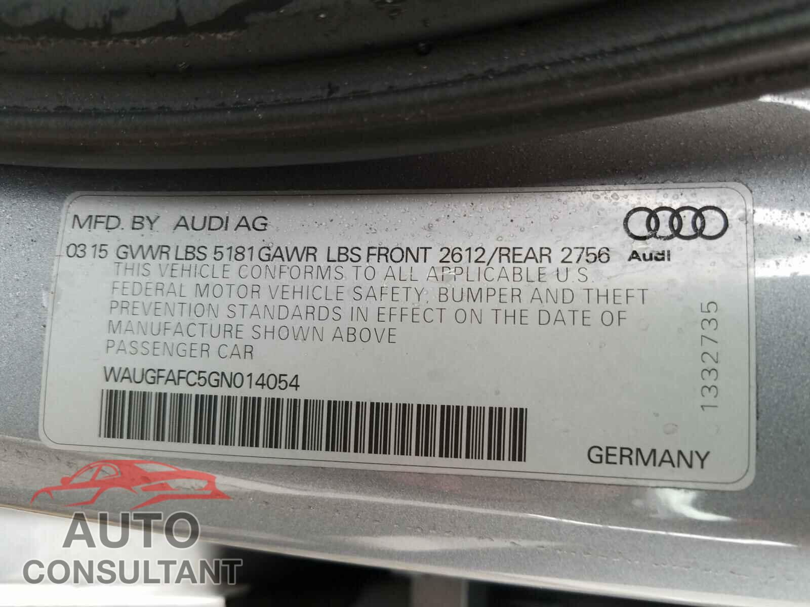 AUDI A6 2016 - WAUGFAFC5GN014054