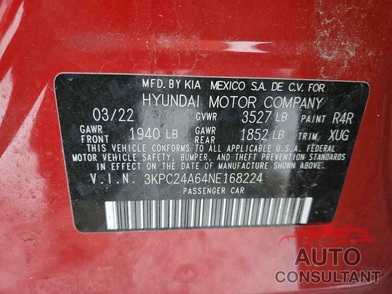 HYUNDAI ACCENT 2022 - 3KPC24A64NE168224