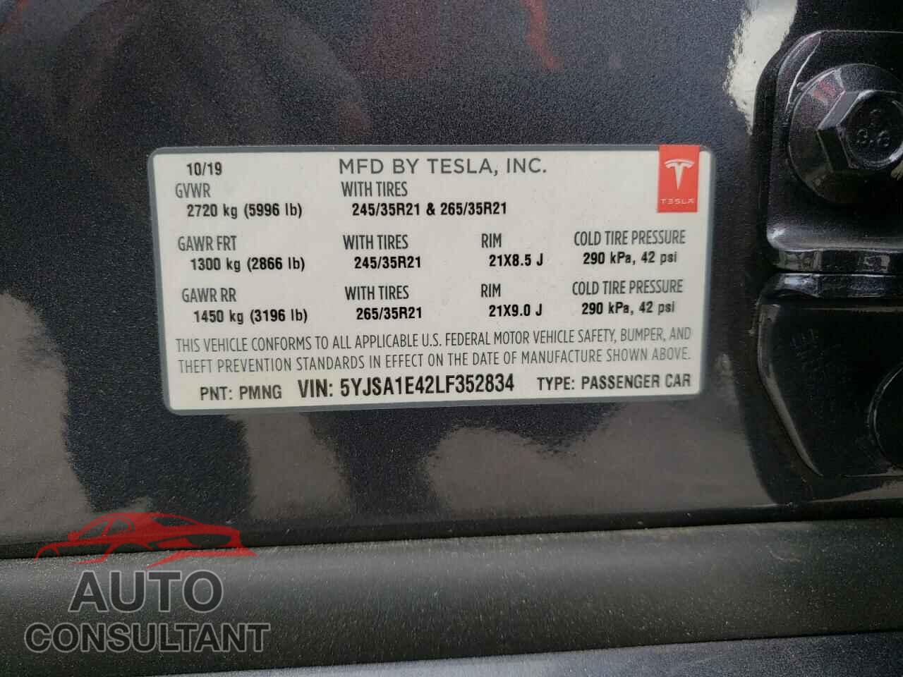 TESLA MODEL S 2020 - 5YJSA1E42LF352834